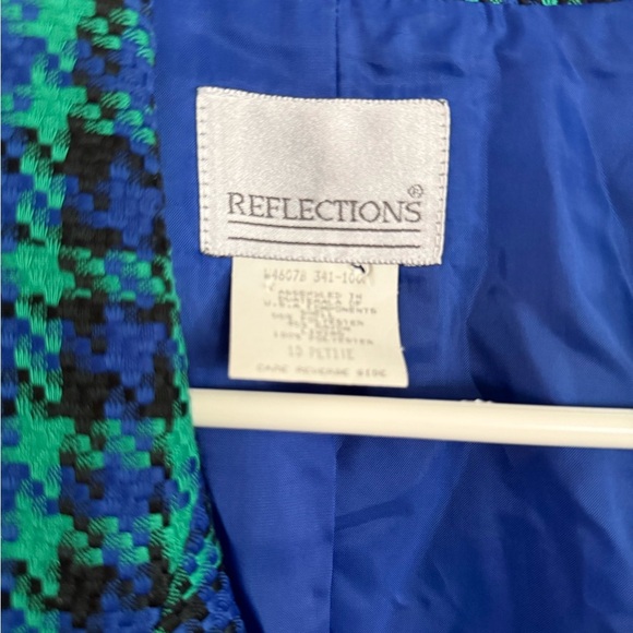 Vintage Reflections Green and Blue Plaid Blazer, Size 10 Petite - Picture 4 of 7